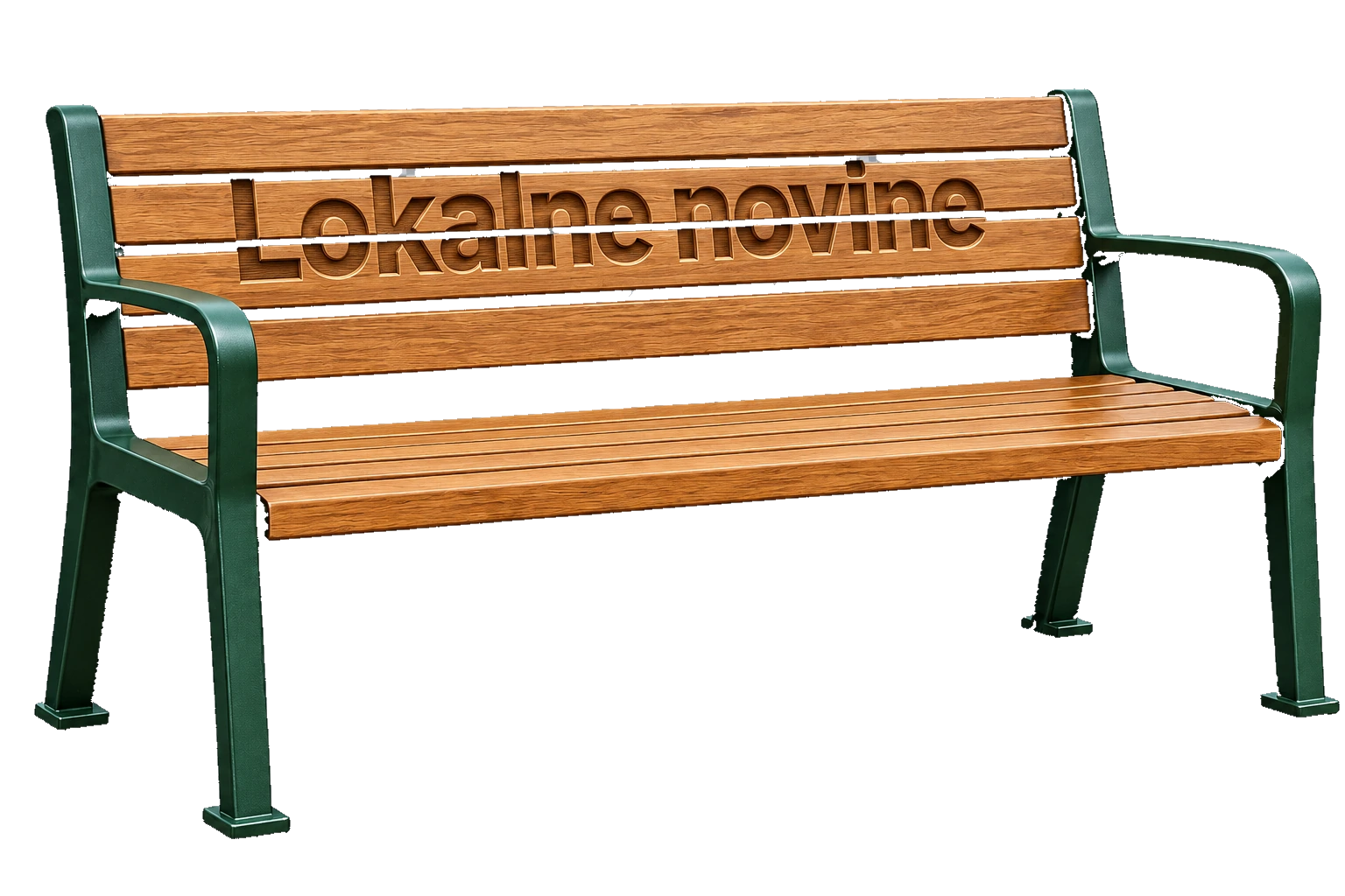 Parkovna klupa s ugraviranim nazivom Lokalne novine
